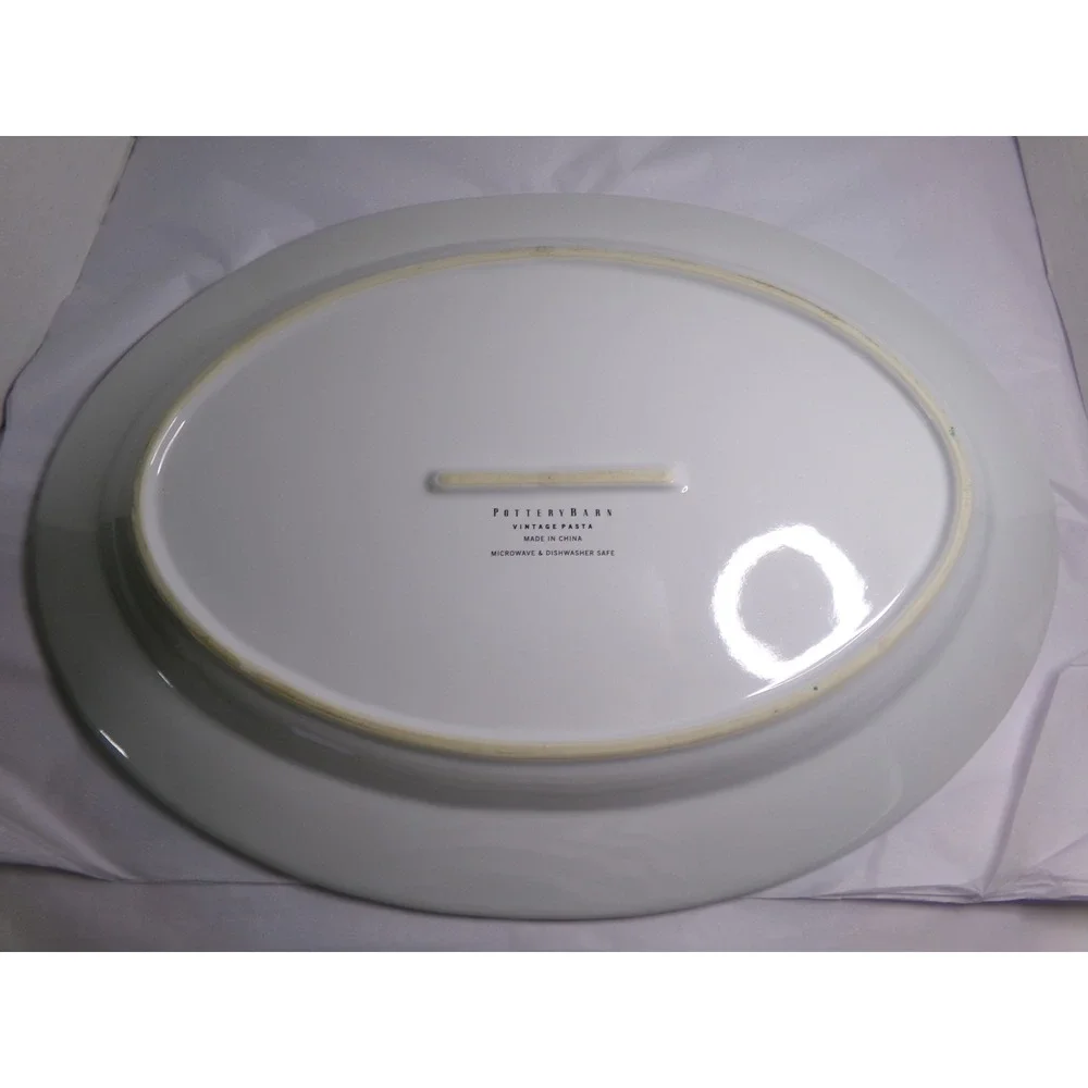 Pottery Barn Vintage Poster Pasta Platter Pates Baroni Oval White